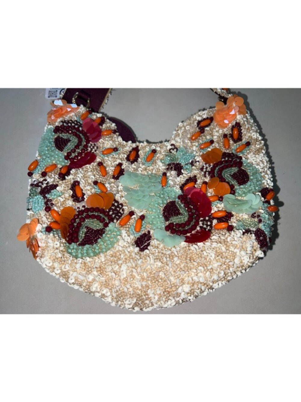 ZARA Womens Beaded Mini Bucket Bag Purse Sequined embellished Ecru 6587/510 NWT - Picture 8 of 9